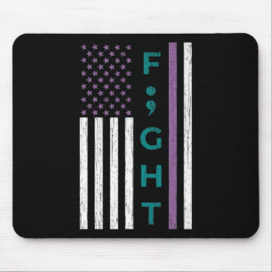 Alfombrilla De Ratón Fight Semicolon Flag Suicide Awareness Mental Heal