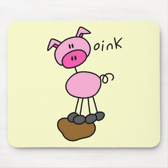 Alfombrilla De Ratón Figura camisetas y regalos del palillo del cerdo (Frente)