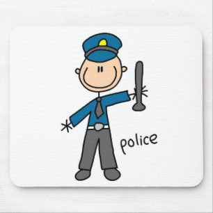 Alfombrilla De Ratón Figura de Palito de Oficial de Policía