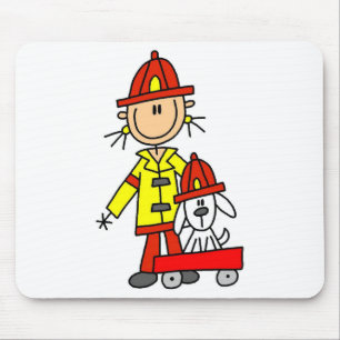 Alfombrilla De Ratón Figura de palitos Bombero con Dálmata