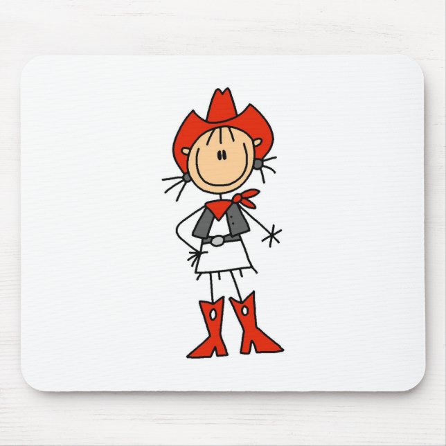 Alfombrilla De Ratón Figura vaquera Red Hat del palillo y botas (Frente)