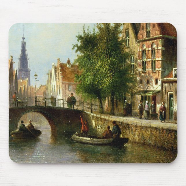 Alfombrilla De Ratón Figuras en un canal, Amsterdam (aceite en el (Frente)
