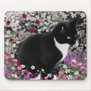 Alfombrilla De Ratón Filas en flores II - Gato de Tuxedo