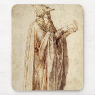 Alfombrilla De Ratón Filósofo griego con cráneo humano por Michelangelo