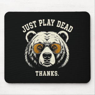 Alfombrilla De Ratón Finge estar muerto gracias oso grizzly divertido q