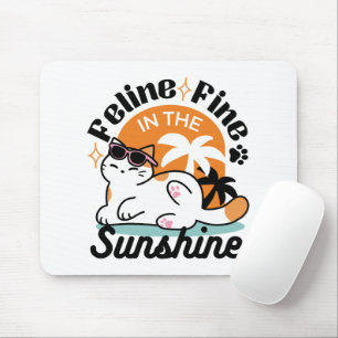 Alfombrilla De Ratón Fino felino a la luz del sol - Gato tropical relaj