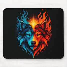 Alfombrilla De Ratón Fire and Ice Wolf – Blue Red Elemental Animal