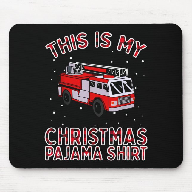 Alfombrilla De Ratón Firefighter Christmas Pajama - Fire Truck Funny Fi (Frente)