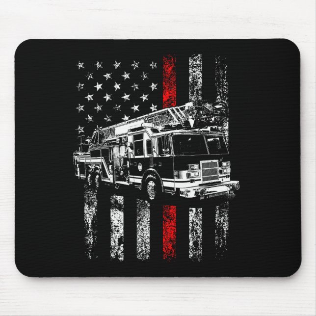 Alfombrilla De Ratón Fireman American Flag Thin Red Line Firefighter  (Frente)