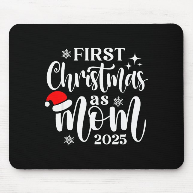 Alfombrilla De Ratón First Christmas As Mom 2025 Snowflake Xmas Family  (Frente)
