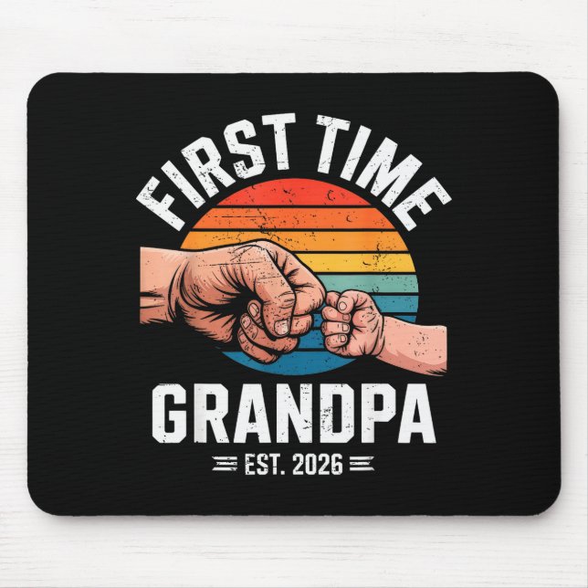 Alfombrilla De Ratón First Time Grandpa Est 2026 Baby Announcement Grea (Frente)