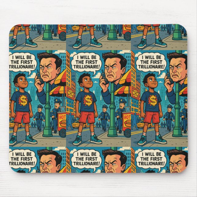 Alfombrilla De Ratón First Trillionaire" Motivational Comic-Style (Frente)
