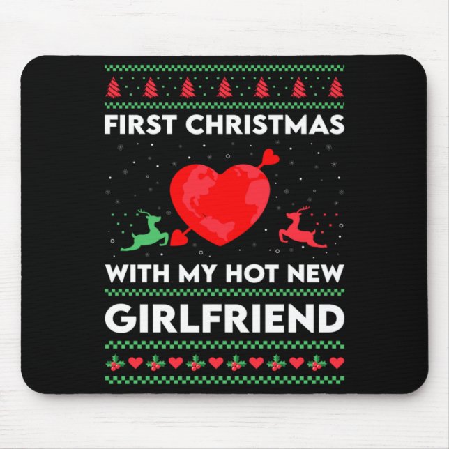 Alfombrilla De Ratón First Xmas With My New Girlfriend Men Ugly Christ  (Frente)