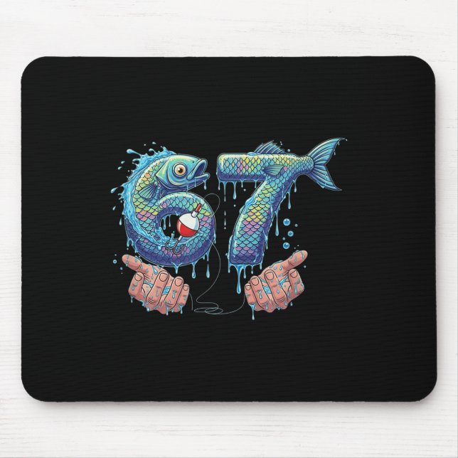 Alfombrilla De Ratón Fishing 67 Six Seven Funny Gen Alpha Meme Drip  (Frente)