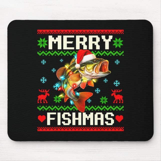 Alfombrilla De Ratón Fishing B Fish Merry Fishmas Fisherman Ugly Christ (Frente)