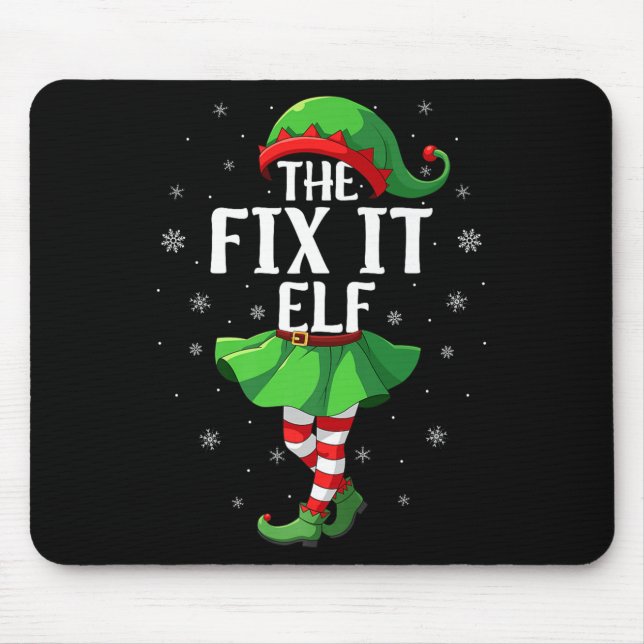 Alfombrilla De Ratón Fix It Elf Christmas Girls Women Elf Squad Xmas Fa (Frente)
