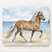 Fjara Caballo islandés acuarela en la playa