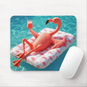 Alfombrilla De Ratón Flamenco relajándose en un colchón de piscina