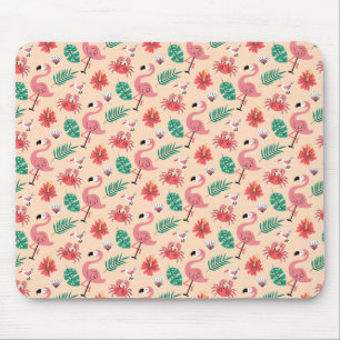 Alfombrilla De Ratón Flamenco Rosa Patrón Tropical de Verano