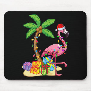 Alfombrilla De Ratón Flamenco Rosa Tropical Navidad En Julio Verano Pa