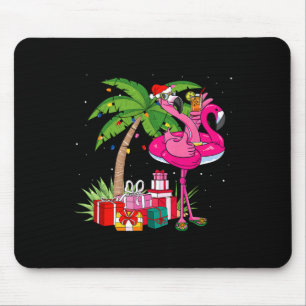 Alfombrilla De Ratón Flamenco Rosa Tropical Navidad En Julio Verano Pa