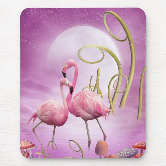 Alfombrilla De Ratón Flamencos rosados caprichosos Mousepad (Frente)