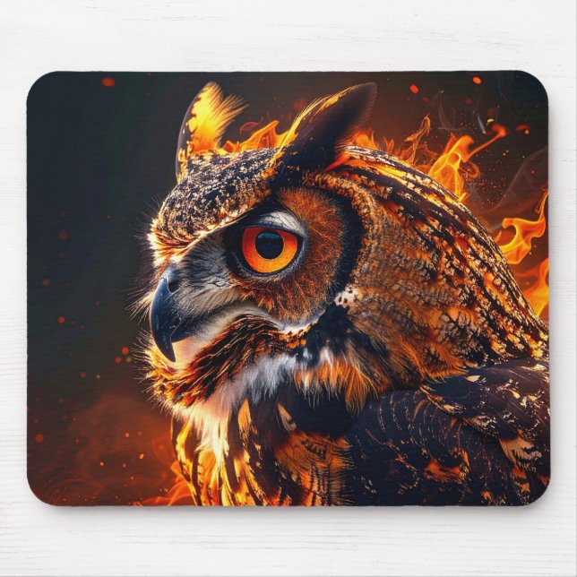 Alfombrilla De Ratón Flaming owl (Frente)
