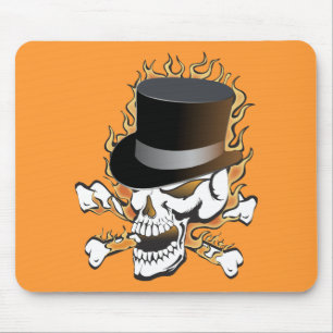 Alfombrilla De Ratón Flaming Top Hat Skull
