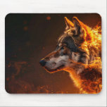 Alfombrilla De Ratón Flaming wolf<br><div class="desc">Flaming wolf mouse pad</div>