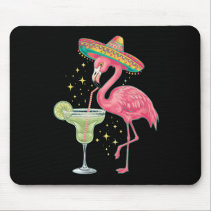 Alfombrilla De Ratón Flamingo Beber Margarita Gracioso Poncho Mexicano