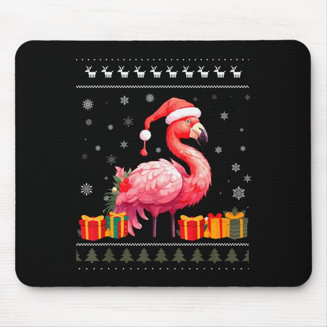 Alfombrilla De Ratón Flamingo Christmas Santa Hat Ugly Christmas Sweate (Frente)