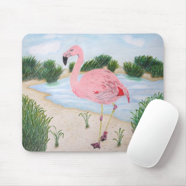 Alfombrilla De Ratón Flamingo en el pantano (Con ratón)