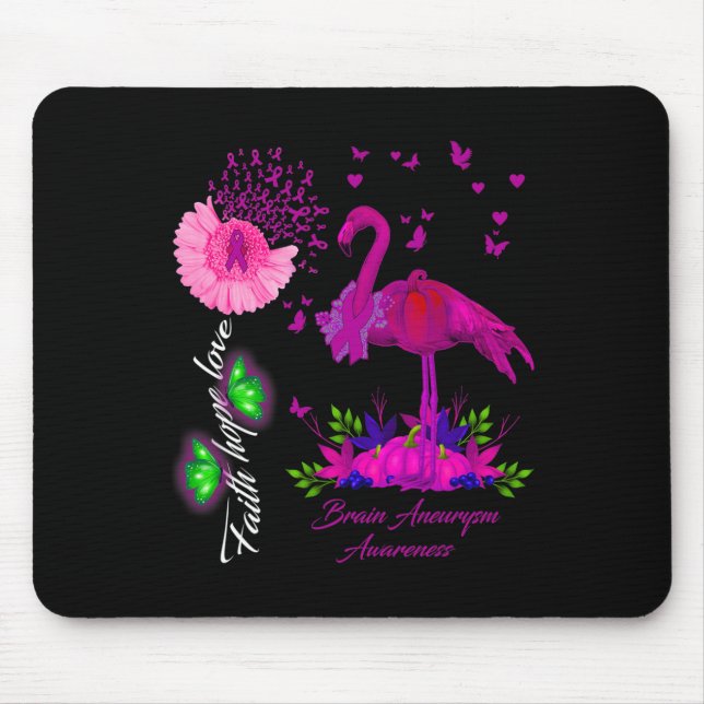 Alfombrilla De Ratón Flamingo Faith Hope Love Brain Aneurysm Awareness (Frente)
