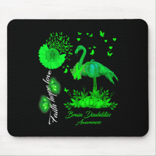 Alfombrilla De Ratón Flamingo Faith Hope Love Brain Disabilities Awaren