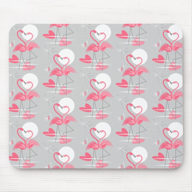 Alfombrilla De Ratón Flamingo Love Tiled mousepad horizontal (Frente)