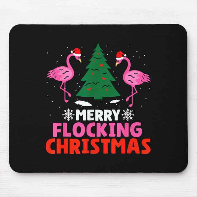 Alfombrilla De Ratón Flamingo Merry Flocking Christmas Funny Xmas Men W (Frente)