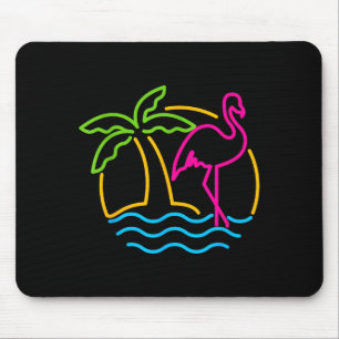 Alfombrilla De Ratón Flamingo Nk Neon Retro Vintage Miami de los 80