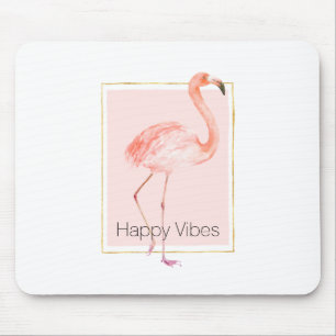 Alfombrilla De Ratón Flamingo rosa feliz
