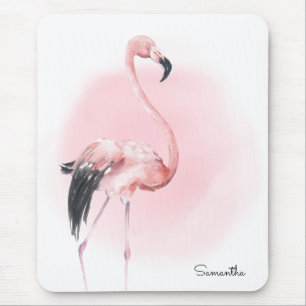 Alfombrilla De Ratón Flamingo rosa tropical con nombre