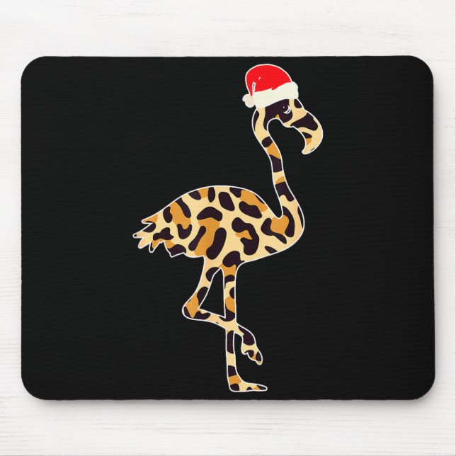 Alfombrilla De Ratón Flamingo Santa Hat Family Matching Christmas Leopa (Frente)