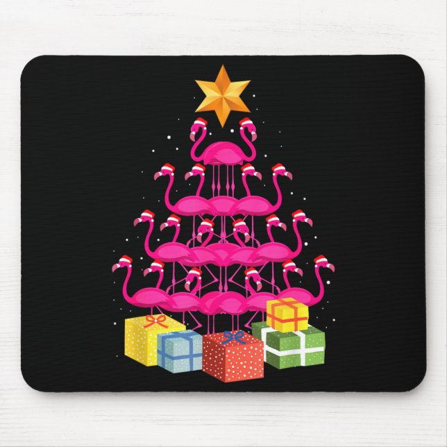 Alfombrilla De Ratón Flamingo Tree Funny Ugly Christmas  (Frente)