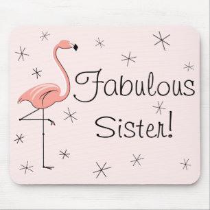 Alfombrilla De Ratón Flamingos Pink "Fabulous Sister!" mousepd