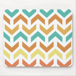 Alfombrilla De Ratón Flechas Chevron Retro Naranja Turquesa Dorado