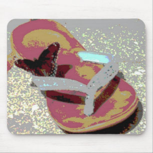Alfombrilla De Ratón Flip Flop Sandles y la mariposa