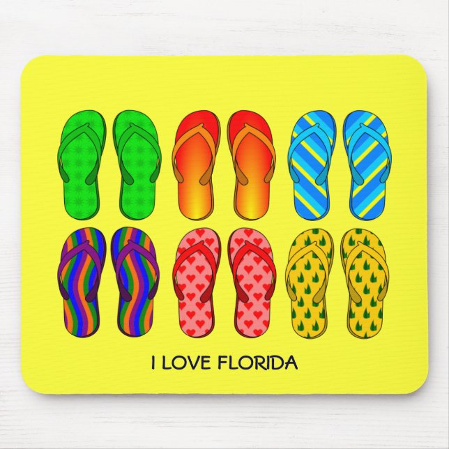 Alfombrilla De Ratón Flip Flops, "I Love Florida" (Frente)