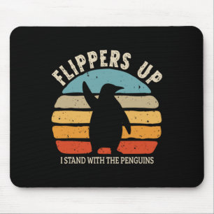 Alfombrilla De Ratón Flippers Up I Stand With Penguins Retro Sunset
