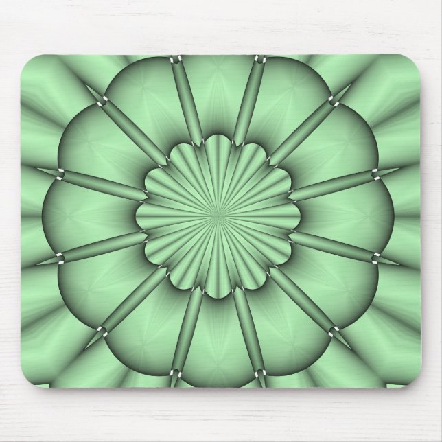 Alfombrilla De Ratón Flor abstracta en verde pálido (Frente)