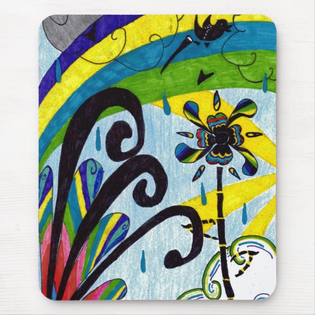 Alfombrilla De Ratón flor arco iris (Frente)