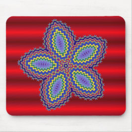 Alfombrilla De Ratón Flor azteca con fondo rojo vibrante