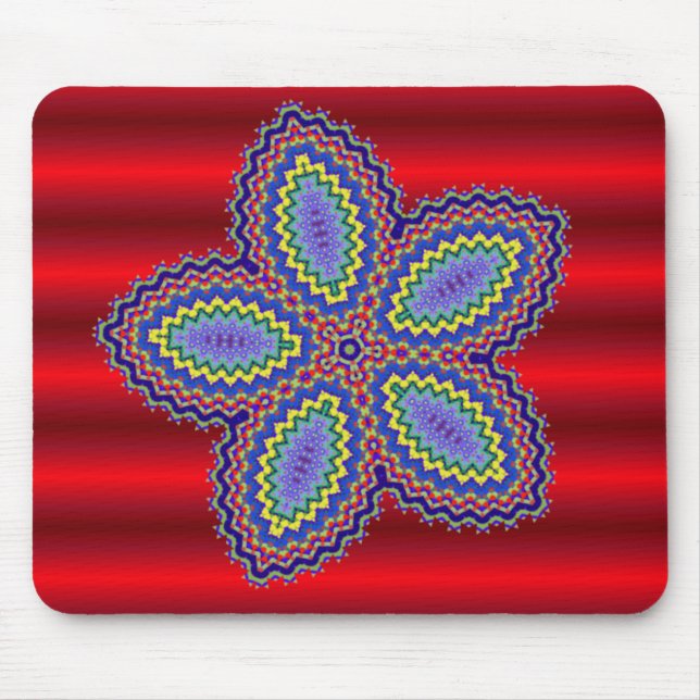 Alfombrilla De Ratón Flor azteca con fondo rojo vibrante (Frente)